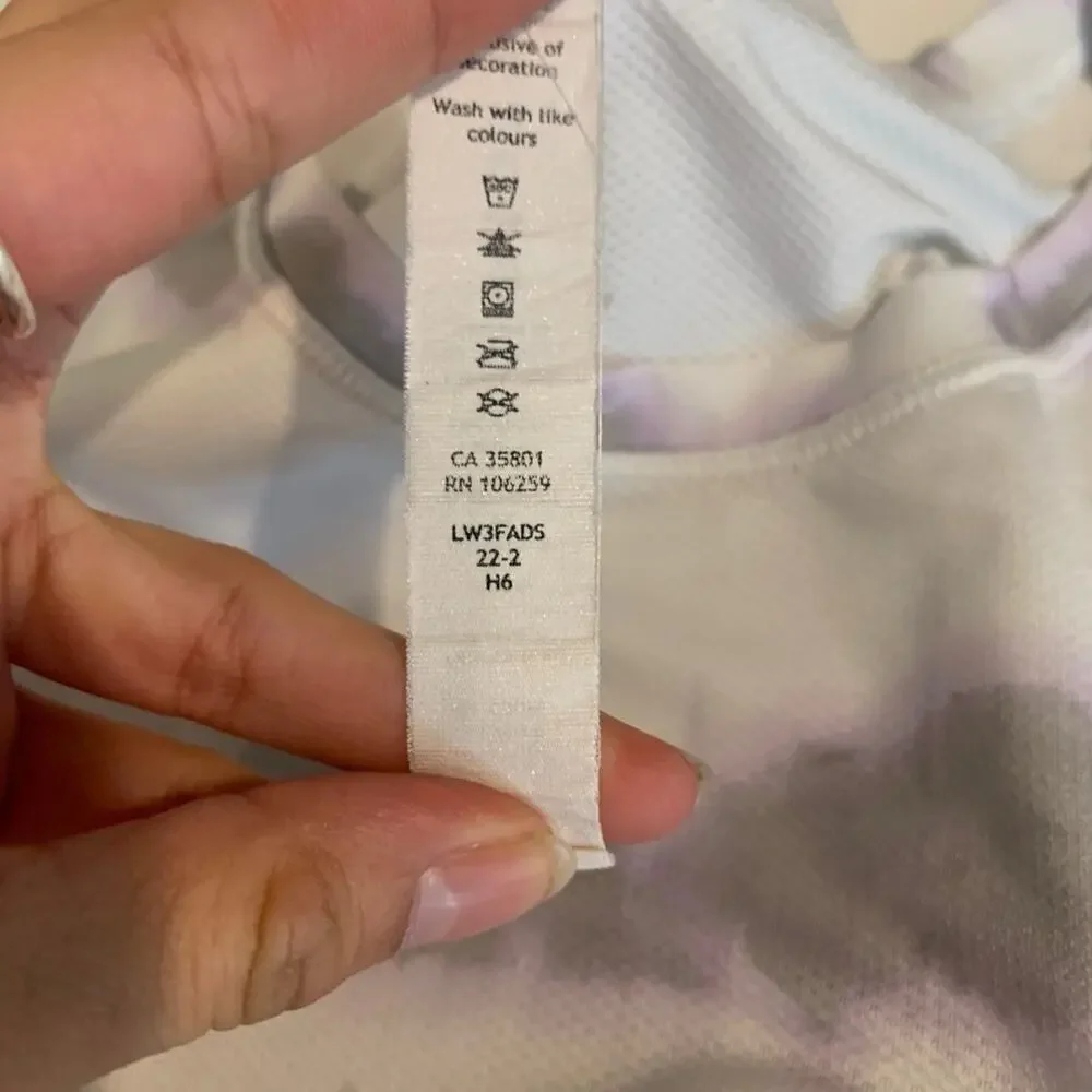Lululemon T Shirt Womens 6 Multi High Neck Running and Training Tie Dye Drop Cut